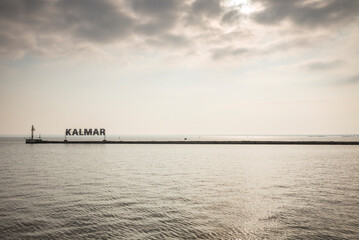 Sweden, Kalmar, city waterfront welcome sign © Danita Delimont