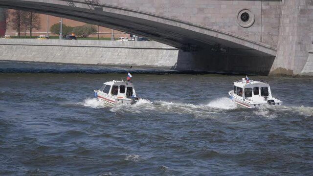 Russia floating on the Moscow river  in Moscow, Russia.