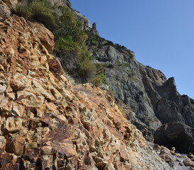 Structure of rocks at Cape Fiolent in Crimea