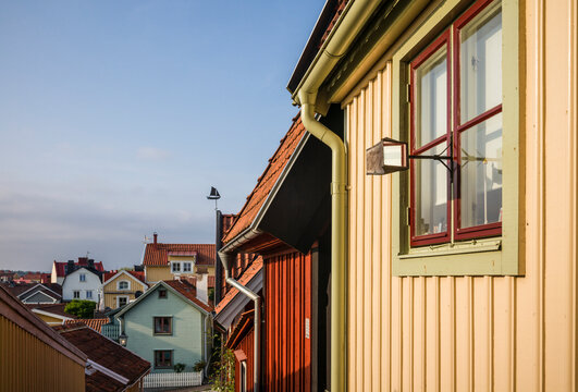 Southern Sweden, Karlskrona, Bjorkholmen area, the neighborhood of naval craftsmen, house with gossip mirror
