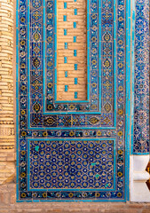 Uzbekistan, city of Termez (Termiz) beautiful ceramic decor in the Sultan Saadat Mausoleum Complex 