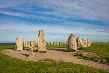 Southern Sweden, Kaseberga, Ales Stenar, Ale's Stones, early people's ritual site, 600 AD