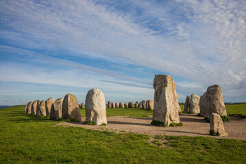 Southern Sweden, Kaseberga, Ales Stenar, Ale's Stones, early people's ritual site, 600 AD
