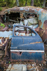Sweden, Smaland, Ryd, Kyrko Mosse Car Cemetery, former junkyard now pubic park, junked cars