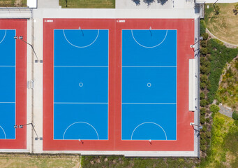 Aerial view of netball and sports courts