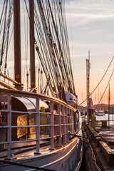 Sweden, Bohuslan, Tjorn Island, Skarhamn, sailing ship, sunset