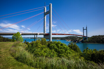 Sweden, Bohuslan, Tjorn Island, Stenungsund, Tjornbron bridge, links the mainland to Tjorn Island