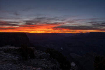 Last Traces of Orange Glow from a Dramatic Sunset from Lipan Point