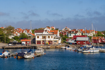 Fototapeta na wymiar Sweden, Bohuslan, Hovenaset, coastal village view