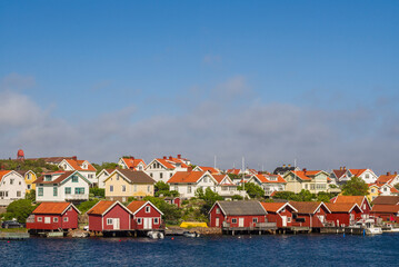 Sweden, Bohuslan, Hovenaset, coastal village view