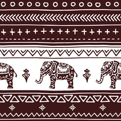 ethnic elephant design - seamless vector repeat pattern, use it for wrappings, fabric, packaging and other print and design projects