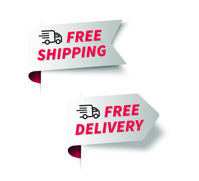 Free delivery and free shipping 3d banner design. Vector illustration.