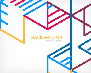 Abstract background. Color lines on white background. Linear abstract composition. Techno or business concept for wallpaper, banner, background, landing page