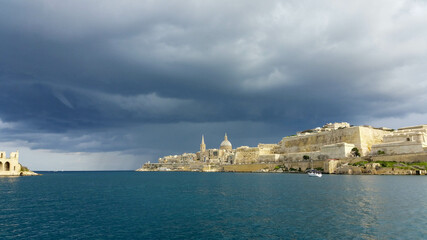 Stormy skies over the Maltese captial city of Valletta