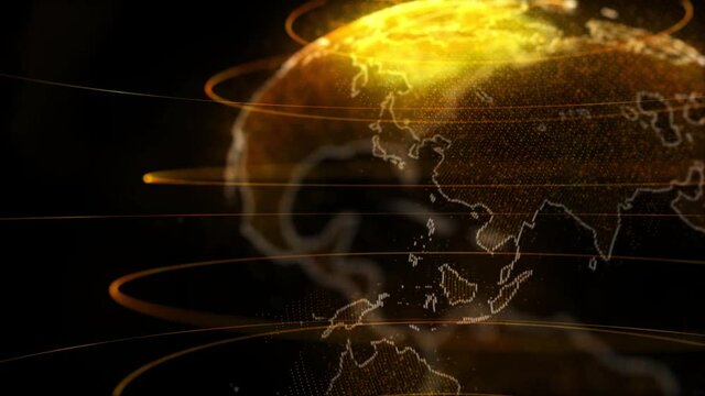 World particle golden glob rotation footage. Golden particles rotating map rotation.