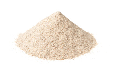 Fototapeta na wymiar Small pile of rye flour isolated on white background