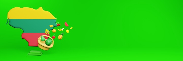 3d rendering of fruit consumption in Lithuania for data display and social media