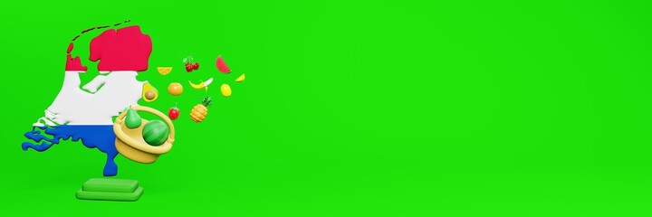 3d rendering of fruit consumption in Netherlands for data display and social media