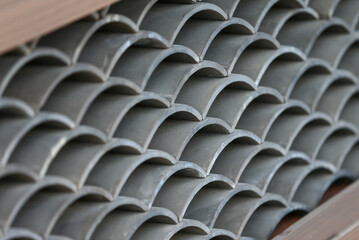 Obraz premium Many gray tiles were stacked on top of each other