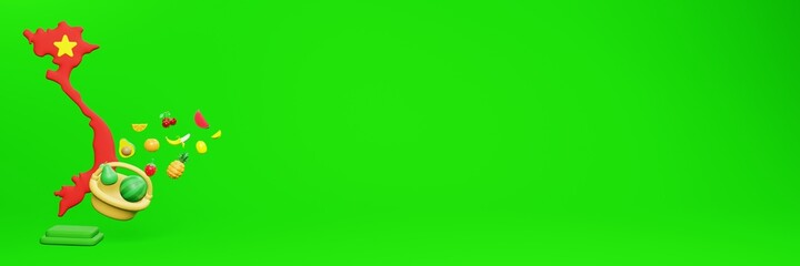 3d rendering of fruit consumption in Vietnam for data display and social media