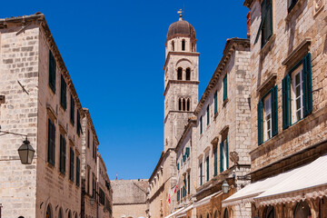 Fototapeta na wymiar Dubrovnik, Croatia. Street scene in Old Town with Franciscan monastery.