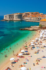 Dubrovnik, Croatia. Beach on the Adriatic Sea near Old Town.