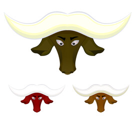 vector bull head in three color isolated white background