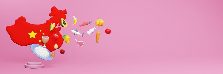 3d rendering of healthy food consumption nutritional requirements in China