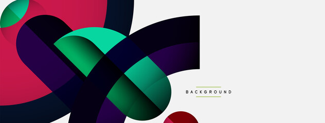 Fototapeta premium Geometric abstract background. Round shapes, circles, lines composition for wallpaper banner background or landing page