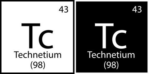 Technetium chemical element. Modern design. Mendeleev table. Education background. Vector illustration. Stock image. 
