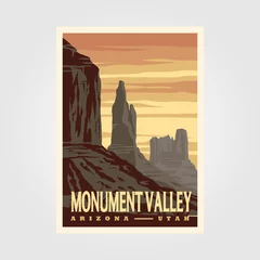 Rolgordijnen monument valley navajo tribal park vintage poster illustration design © linimasa
