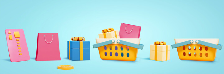 3D shopping elements set