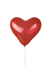 Fototapeta na wymiar Red balloon in the shape of a heart on a white stick isolated on a white background.