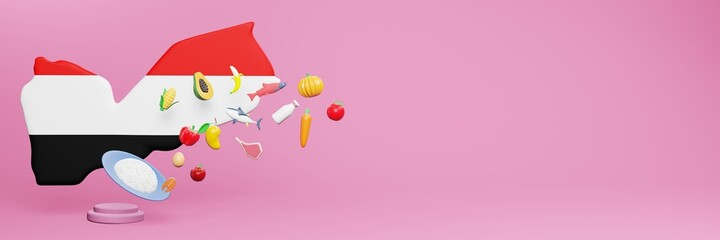 3d rendering of healthy food consumption nutritional requirements in Yemen 