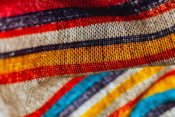 Colorful fabric detail. Close Up.