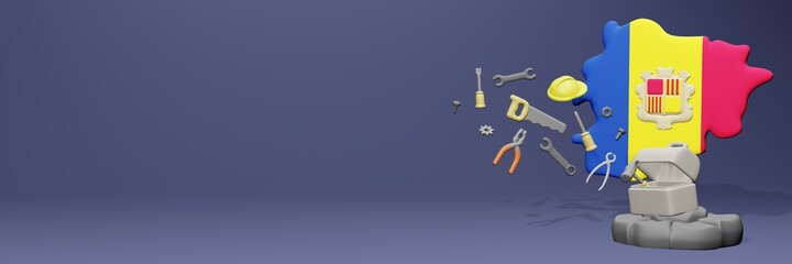 3d rendering of work tools and porters in Andorra for cover website