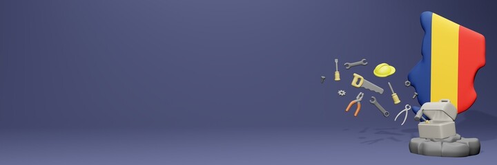 3d rendering of work tools and porters in Chad for cover website