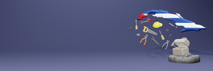 3d rendering of work tools and porters in Cuba for cover website