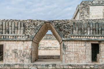 Mexico, Yucatan. Uxmal Ruins, Nunnery Quadrangle, believed to be constructed in the 9th century AD