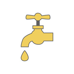 Water Tap Icon in color icon, isolated on white background 