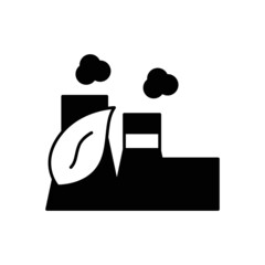 eco factory Icon in black flat glyph, filled style isolated on white background