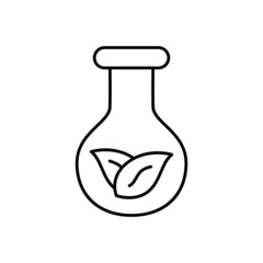 Eco bulb Icon in flat black line style, isolated on white background