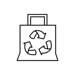 Reusable bag Icon in flat black line style, isolated on white background