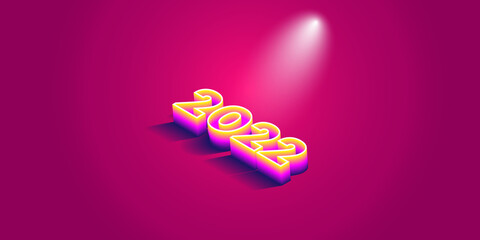 2022 isometric text with Light from above