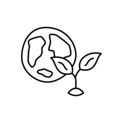 Eco earth, ecology Icon in flat black line style, isolated on white background