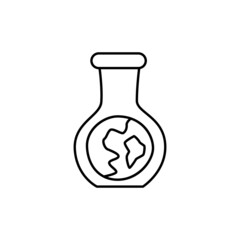 Eco Science / Chemistry Icon in flat black line style, isolated on white background
