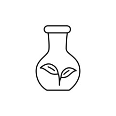 Eco bulb Icon in flat black line style, isolated on white background