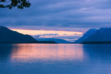 Fototapeta na wymiar Landscape of Naknek Lake at sunrise, Katmai National Park, Alaska, USA