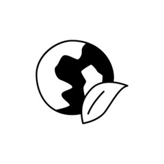 Eco earth, ecology Icon in black flat glyph, filled style isolated on white background