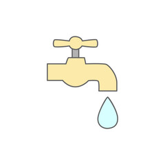 Water Tap Icon in color icon, isolated on white background 
